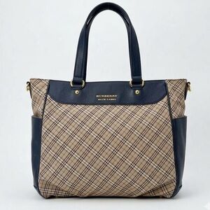 BURBERRY Blue Label Canvas Nova Check Handbag Neutral with COA
